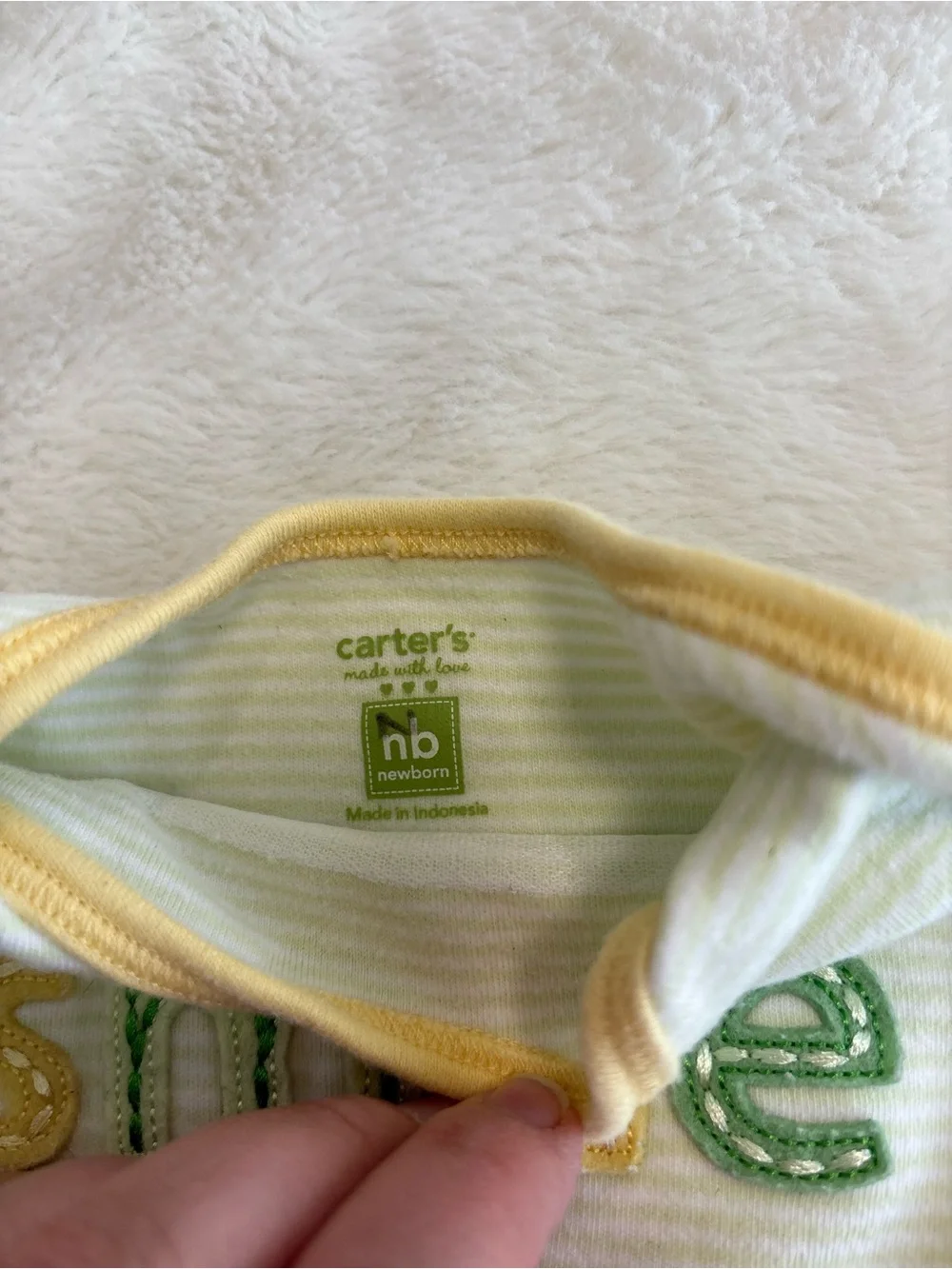 Carters Y2K vintage sleeper smile green stripe baby boy or girl newborn nb